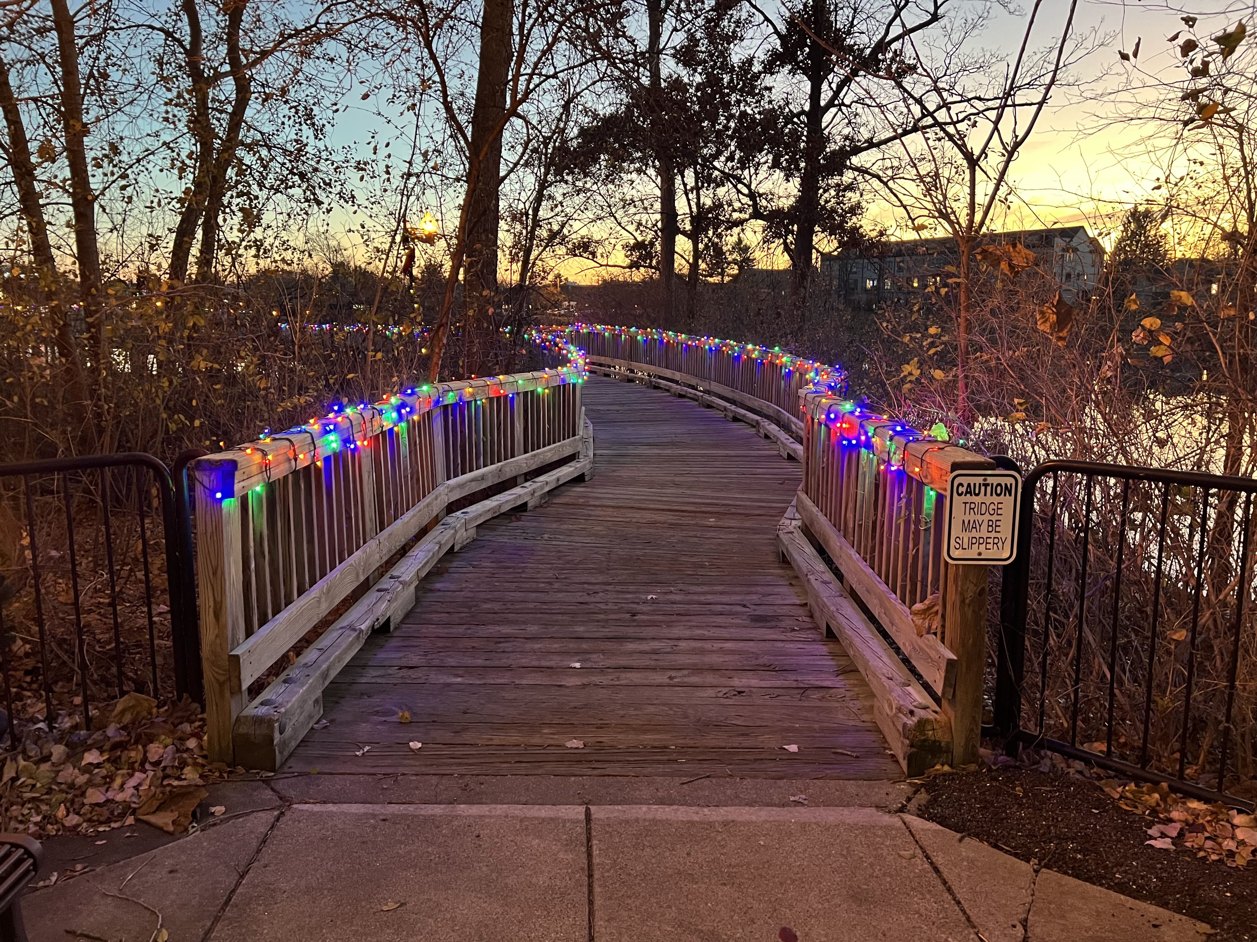 Brighton boardwalk sunset lights